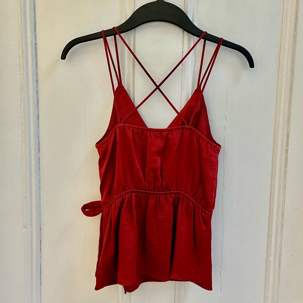 Express Ruby Red Crisscross Back Wrap Top - image 4